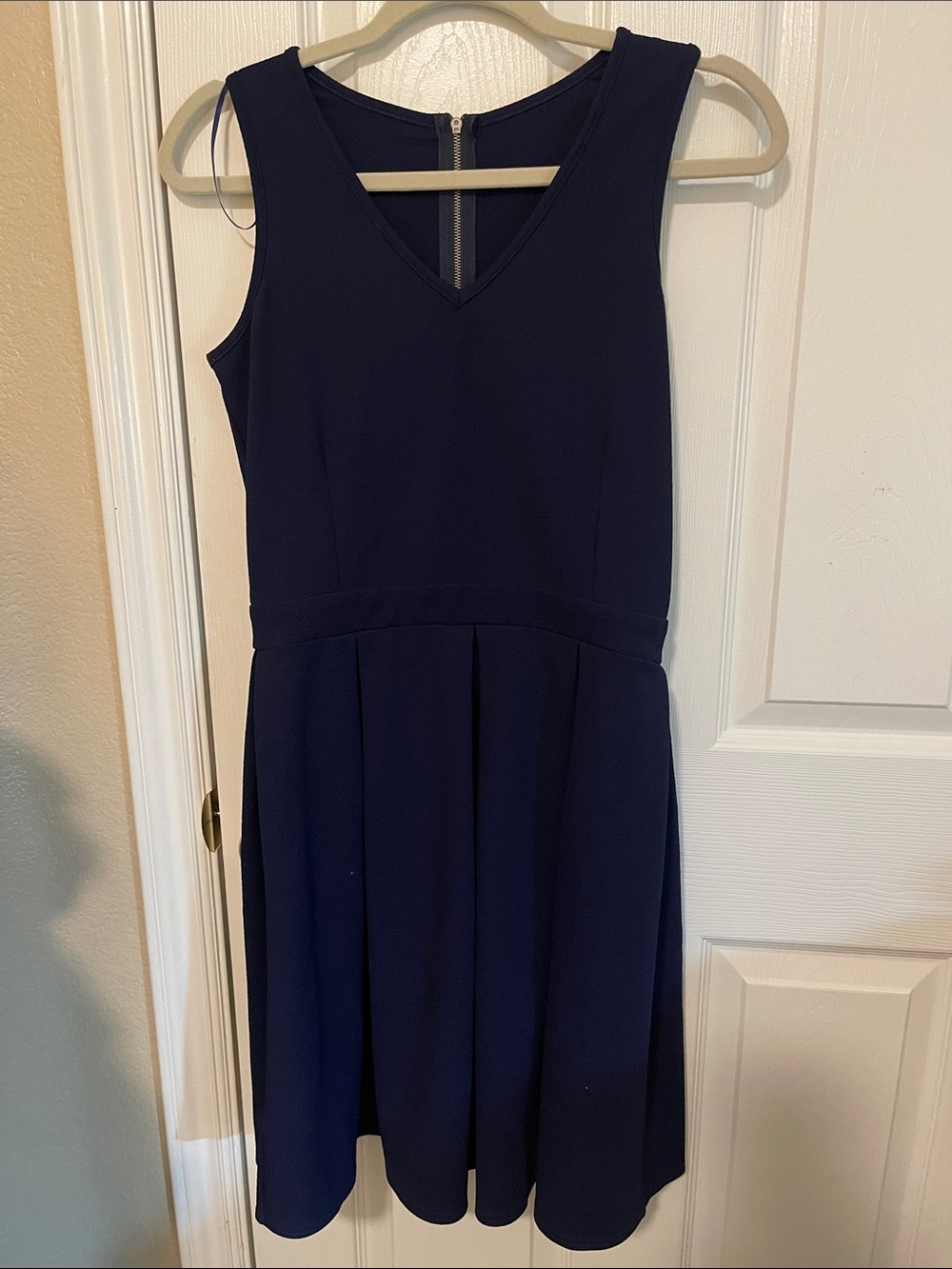 Source Unknown Navy V-Neck Sleeveless Fit-and-Flare Dress